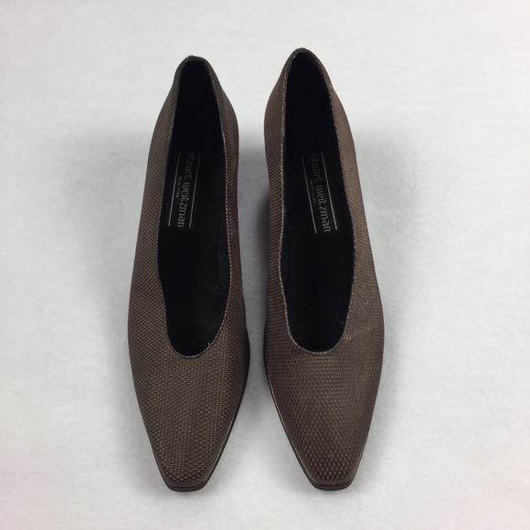 VINTAGE Stuart Weitzman Bronze Square Point Pumps